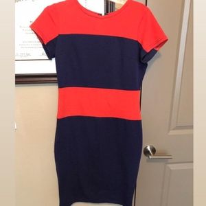 • Homeyee • Orange & Blue Short-Sleeve Dress